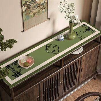 Fantasy chinese tv cabinet table mat long sideboard shoe counter top protective mat high-end table mat medieval style cover bamboo language qinghuan 30x90cm gold thickness comfortable feel