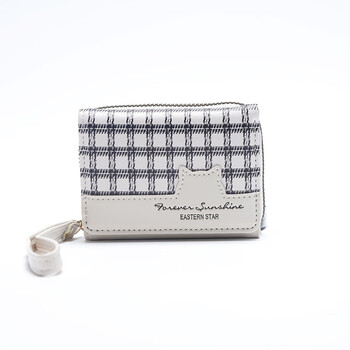 Enyibe new women's wallet retro cat fabric zipper bag multi-function multi-card slot coin clip wallet white