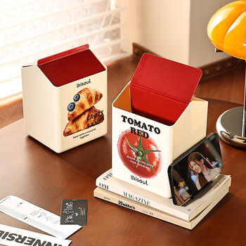 Zunmos desktop trash can cute and covered creative living room desktop bedside table paper basket mini small trash can desktop trash can/croissant 1.6l