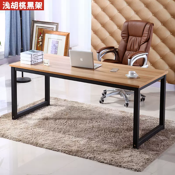 Yusenyi simple computer desk desk wood double simple modern writing desk economical steel table desktop table home light walnut-black frame 120x80x74cm
