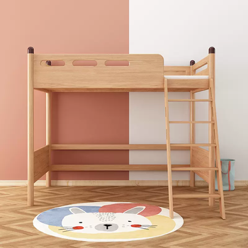 Yusenyi beech double solid wood elevated double-layer multi-functional small apartment children's bunk bed, bunk height, single upper baffle guardrail, free 5cm mattress, 1000mmx1900mm, more combinations