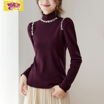 Chu diameter 20 half turtleneck knitted bottoming shirt for women long-sleeved autumn and winter 2025 new style mom style top with sweater inside fig red s 80-95 catties