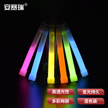 Ansery outdoor 6-inch fluorescent stick, outdoor survival night training emergency equipment, survival signal stick, luminous stick, mixed color 20 sticks/pack 1g00416