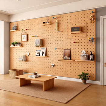 Watson cave hole board storage rack solid wood style wall entrance entrance decorative wall wall hanging board storage rack customized combination package 120*80 rectangular wood grain color