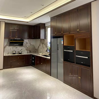 Yusenyi whole house custom-made new chinese style ebony wood integral cabinets kitchen floor cabinets wall cabinets airi guyi sumu factory black gold wood 1 meter