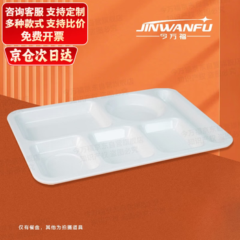 Jinwanfu commercial extra-thick melamine dinner plate six-compartment imitation porcelain divided-compartment rice plate fast food box vegetable tray white