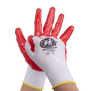24 genuine honeywell honeywell jn230 jing nitrile coated work gloves dip rubber wear resistant and oil resistant jing red 10 pairs l