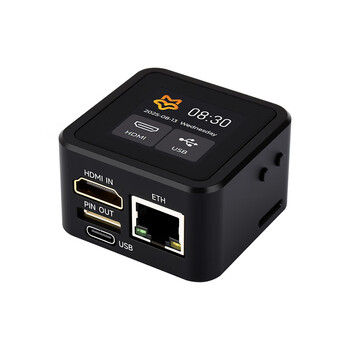 Waveshareluckfox picokvm remote controller rv1106g3 lightweight ip kvm operation and maintenance management tool 8g hard drive remote desktop industrial computer wireless control full version (with metal casing and screen)