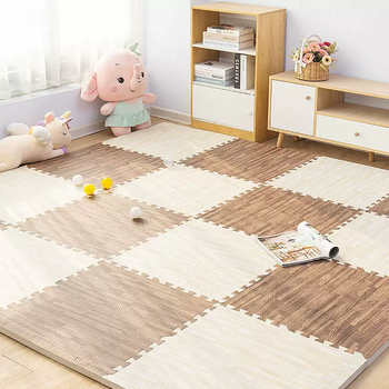 Yusenyi wood grain foam splicing floor mat bedroom living room children's climbing mat baby home puzzle floor mat dark wood grain - ivory white 30x30x1 cm (16 pieces) free 16 edge strips