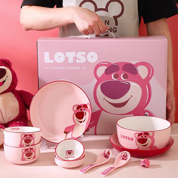 Pakchoice housewarming moving birthday valentine's day gift strawberry bear bowl tableware diss children's cute home for one person