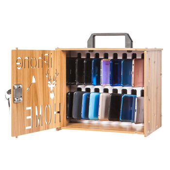 Factory employee mobile phone storage cabinet examination room conference room storage storage box student storage box restaurant storage cabinet hanging sj-16 cherry wood color rechargeable