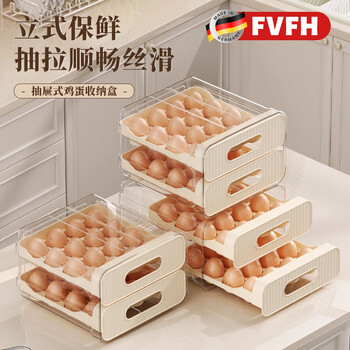 Fvfh german egg storage box refrigerator drawer-type kitchen storage and organization artifact egg carton crisper food grade drawer-type double-layer egg box 1 pack