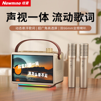 Newmine kk09 audio desktop bluetooth speaker home ktv singing complete equipment suspended lyrics karaoke all-in-one machine home outdoor portable karaoke artifact birthday gift