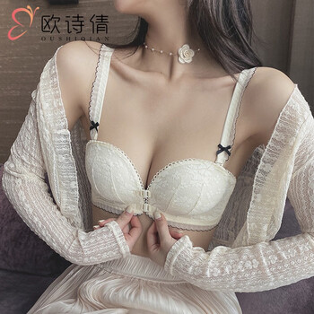 Ou shiqian's front-button underwear for women to push up small breasts and make them look bigger. no wire rings to hold the secondary breasts. top support to prevent sagging. strapless back-beautiful bra. champagne color (single piece) s 32/70 (ab cup thickness is about 1.8c)
