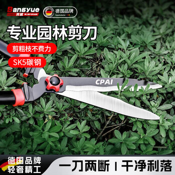 Bangyue german brand gardening scissors, pruning shears, large scissors, extended flower shears, pruning shears, special hedge shears for lawn trimming, reinforced straight-grain blades, sk5 steel blades