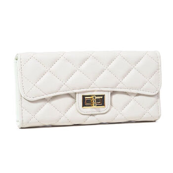 Youguan xiaoxiangfeng rhombus ins wallet zipper ins simple women's wallet large capacity two-fold multi-card slot long wallet off-white long