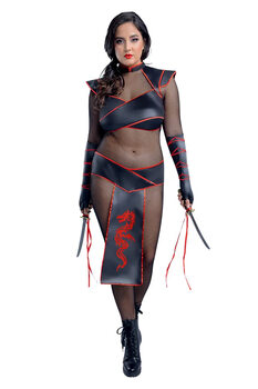 Starline women's plus alluring assassin costume (2x) black//white 2x