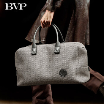 Bvp travel bag men's 2025 latest portable luggage bag short-distance business trip large capacity travel bag fitness bag italian herringbone gray