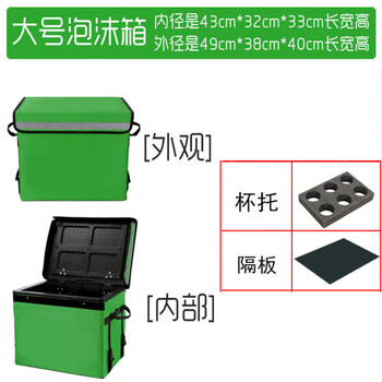 Meituan insulated box for non-takeout food delivery epp thickened foam 18 liters/43 liters car-mounted thick outer skin green large size comes with partition/cup holder