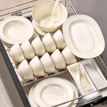 Ink-colored french high-end tableware and dishes set for home new high-value dishes for moving into a new home 36 pieces of ceramic bowls