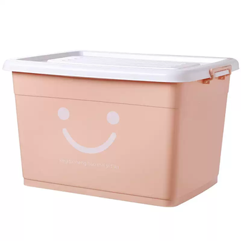 Yusenyi storage box plastic thickened extra large household clothes and quilts storage box organizing box toy large capacity elegant pink smiley extra thick upgraded model same style as commercial supermarket 80 length 58x width 42x height 34cm (car trunk) 4