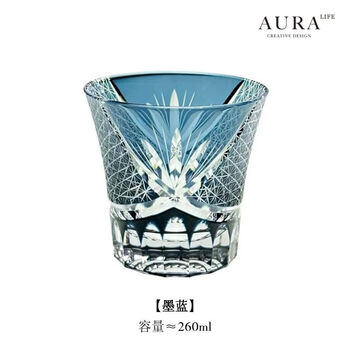 Edo kiriko red chrysanthemum wine glass japanese handmade crystal glass wine glass whiskey glass red chrysanthemum ink blue