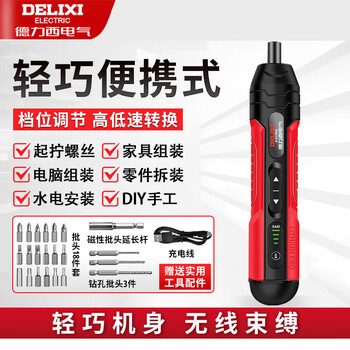 Delixi electric electric screwdriver set small household multi-function rechargeable screwdriver bit mini screwdriver hand-in-one 4-speed adjustment 22-piece set + magnetic extension rod