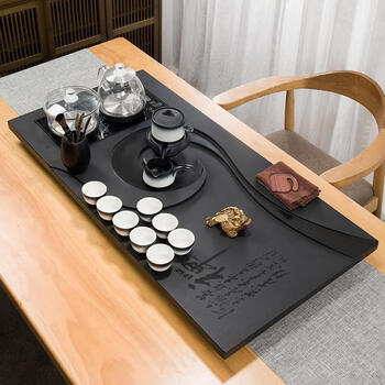 Ye yuwu gold stone tea tray set fully automatic all-in-one home living room kung fu tea table kettle complete set simple and modern zen heart integrated 85*45*3+ glass appliances 1ml