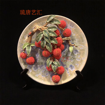 Liutang yihui (ltyh) shiwan handmade ceramic lychee ornaments home entrance tv cabinet decoration creative with bracket housewarming auspicious gift large size