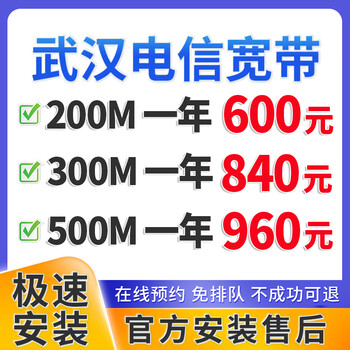 China telecom hubei wuhan broadband application for single fusion package home wifi door-to-door installation reservation wuhan telecom broadband 200m 600 one year wuhan broadband application reservation official installation after-sales service