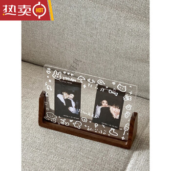Polaroid photo frame empty frame desktop setting photo paper photo acrylic handmade grade display frame setting walnut acrylic horizontal style 7 inches (17.8*12.7cm)