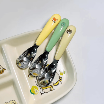 Fat donglai same style children's spoon infant 316l stainless steel ingot spoon baby baby food grade cutlery box 1 random (single spoon)