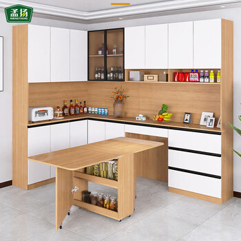 Mengyang corner sideboard folding table and dining table integrated wall-mounted small apartment living room kitchen storage cabinet customization style one (including folding dining table)