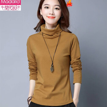 Modal pure cotton korean style turtleneck bottoming shirt for women with long sleeves and autumn and winter t-shirt loose clothes simple fashion versatile top camel m recommended 95-105 catties