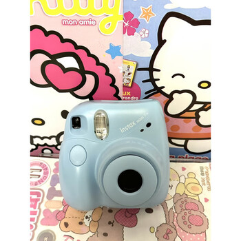 Fujifilm original second-hand polaroid mini7s/mini7c/mini8 student cheap instant camera (95 new) mini7+blue diy sticker+crystal case+strap+battery (no photo paper)