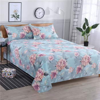 Yusenyi tai thick sheets wrinkle-free cotton thickened cloth single three-piece set canvas linen double 2 sheets old thick sky blue magnolia 2.5x2.3 meters sheet one piece
