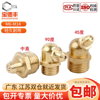 Baodefeng butter nozzle copper oil nozzle head oil cup oil nozzle oil gun oil nozzle butter gun head digger copper straight curved oil nozzle medium straight m10x1 5 pieces