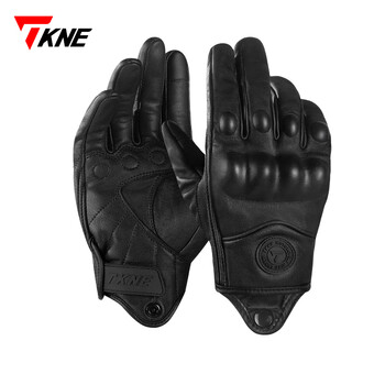 Tkne autumn and winter motorcycle gloves windproof and warm sheepskin retro kp10/black winter style-velvet xl