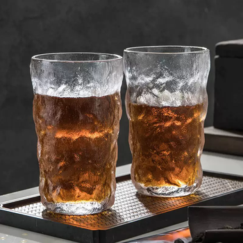 Yusenyi japanese-style glacier cup water cup ins style glass drinking water foreign wine glass whiskey hammered tea cup beer cup home japanese-style glacier cup (high style 6 pieces) ultra-thick glass material
