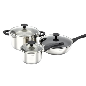 Anxin 304 thickened stainless steel frying pan, soup and milk pot, multi-functional three-piece stainless steel pot anxin three-piece frying and cooking set