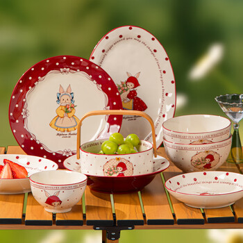 Lowe youmi rabbit bowl household 2025 new high-looking tableware set housewarming wedding birthday gift bowls and dishes retro rabbit food for 2 people 12 pieces su-406 no specifications