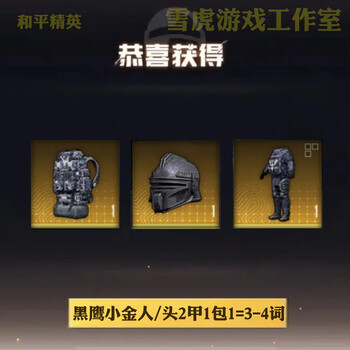 Peace elite subway escape equipment snow falcon suernan undercurrent xuanyuan armor mo shoutou little golden man xuanyuan aug black hawk little golden man / head 2 armor 1 pack 1=3-4 words