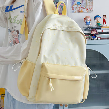 Pull back schoolbag, forest style ins cute, lightweight korean style backpack for female students, large capacity, versatile casual backpack for junior high school students