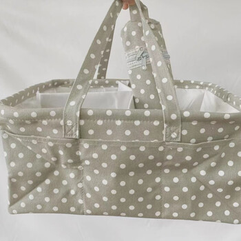 Large folding nursery storage basket portable tote bag baby diaper pad mother and baby supplies storage bag gray