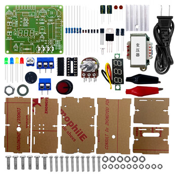 Dengshitang lm317 adjustable dc regulated power supply regulator module diy electronic kit welding practice board training kit lm317 kit + voltmeter + single 12v transformer + shell power cord