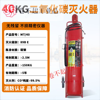 Carbon dioxide fire extinguisher for computer room mt2/3/5/kg portable dry ice co2q fire extinguisher for experts 40kg trolley type fire extinguisher
