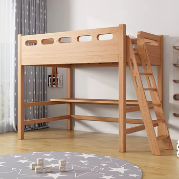 Yusenyi bunk bed, all solid wood bunk bed, multi-functional small-sized elevated children's bunk bed, single bunk bed plus study desk, free 5cm mattress, door-to-door installation 1350mmx2000mm, more combinations