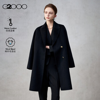 G2000 sheep wool blended/same style in stores women's 2025 autumn and winter woolen mid-length coat jacket