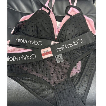 Ck bra set women's underwear push-up lace no wires comfortable female triangle sexy valentine's day limited edition flagship black set valentine's day m flagship m 105-125 catties