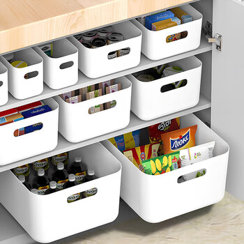 Shengni shangpin long desktop storage box dormitory storage basket mobile phone case storage cosmetics socks bedside wardrobe drawer 4 pieces 30.5*20*12cm large size